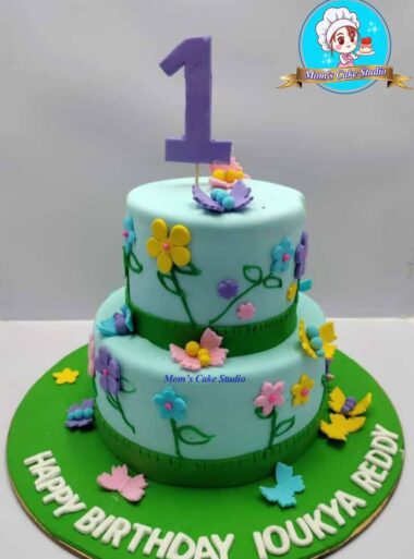 2 Tier Butterfly Theme Cake