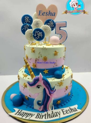 2 Tier Unicorn Theme Cake