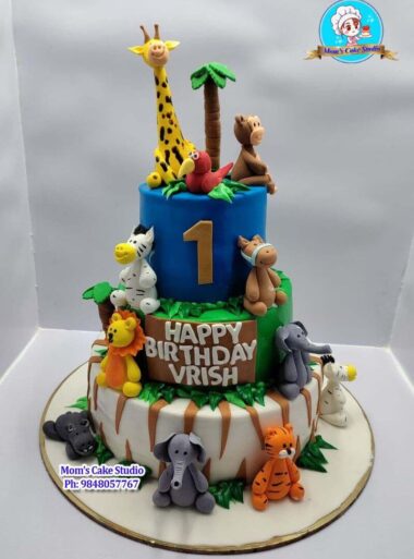 3 Tier Jungle Theme Cake